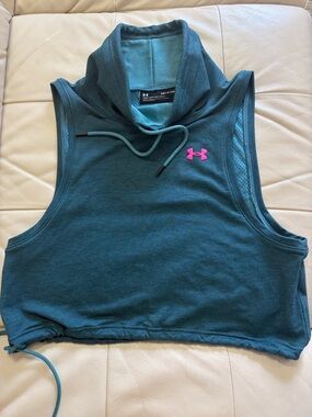 Under Armour Featherweight Fleece Teal Sleeveless Funnel Neck Pullover Size S